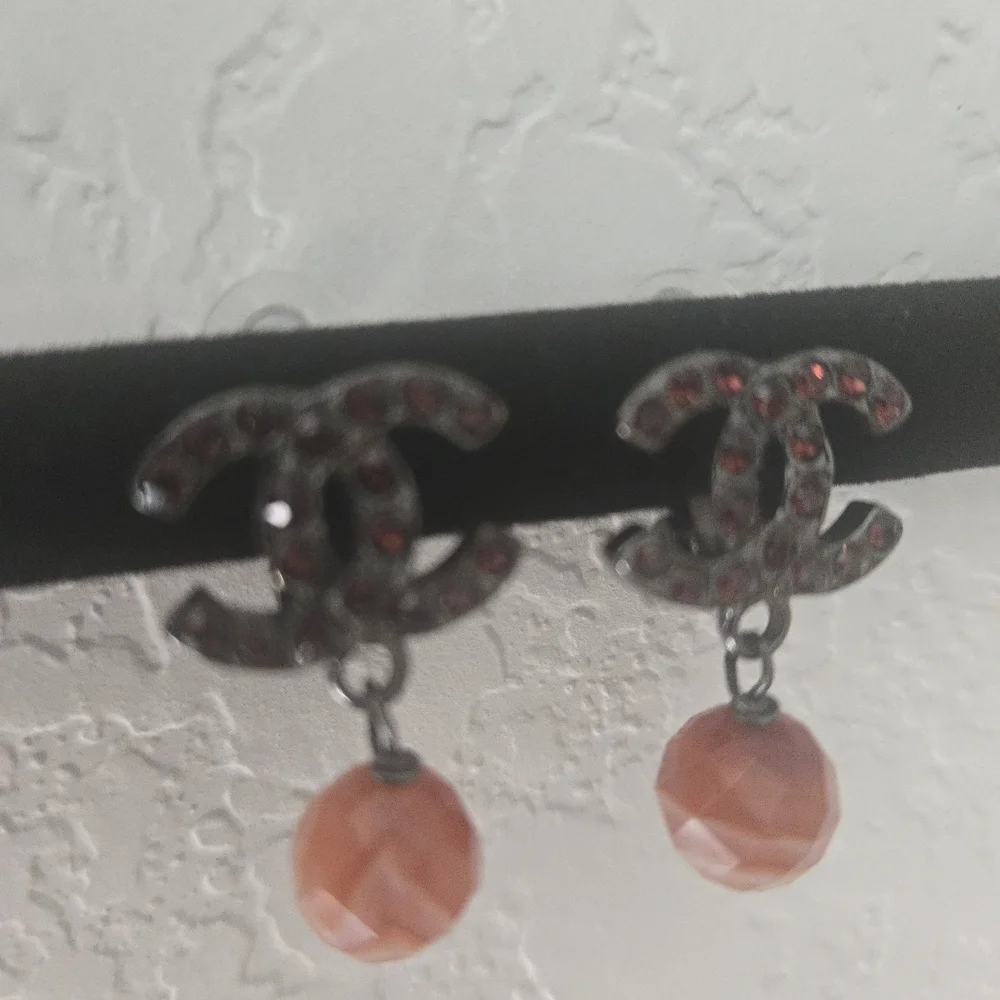 Chanel Red Crystal Earrings